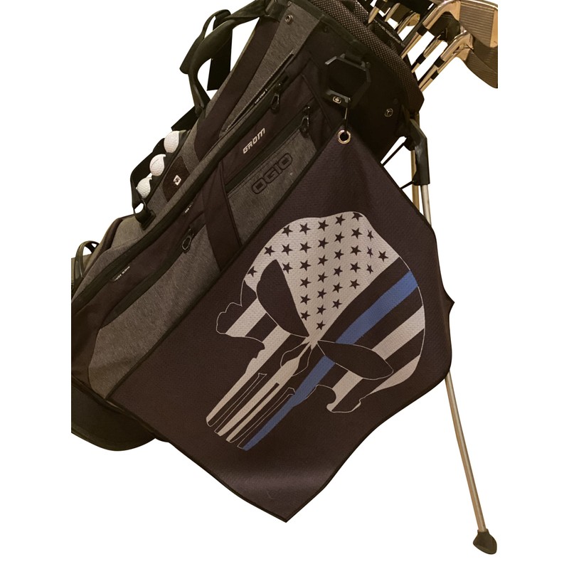 Thin Blue Line Punisher Police Golf Towels - Flag Golf