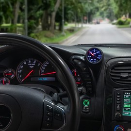 GlowShift Gauge Package Compatible with Chevy Corvette 2005-2013 - Black 7 Color 15 PSI Boost/Vacuum Gauge - Black Single Dashboard Pod with Heads-Up Display Cutout - Mounts to Right Side