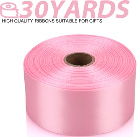 NISDOCF NISDOCF Light Pink Ribbon-1-1/2 Inch 30 Yards Light Pink Solid Satin Ribbon for Gift Wrapping,Craft Floral Bouquets,Wedding Party,Timeless Flower,Decoration Floral Hair,Balloons