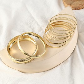 COLORFUL BLING Boho Gold Indian Multi Cuff Bangle Bracelet Layered Rhinestone Pearl Stackable Cable Smooth Bracelet Set Bohemian Jewelry for Women-rhinestone