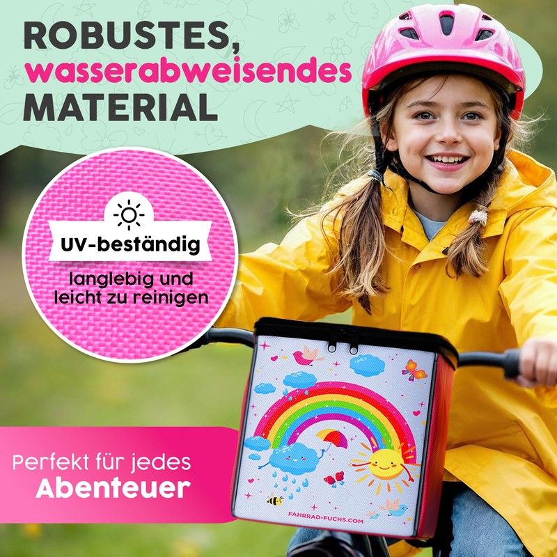 Bicycle Handlebar Bag for Children - Rainbow Pink