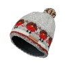 Pachamama Women Wool Bobble Beanie Hat Handknitted Cute Robin Design