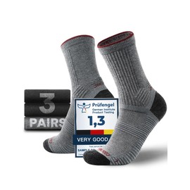 Juclise Hiking Socks for Men & Women,Merino Wool Cushioned Socks,Moisture Wicking & Anti-Blister,Breathable - 3-Pair (US, Alpha, Large, Regular, Regular, Onyx*2 + Charcoal*1)