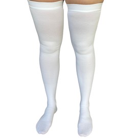 ITA-MED Anti-Embolism Thigh High Compression Stockings for Men & Women, 18 mmHg, Soft & Breathable, Inspection Toe Hole (Small, White)