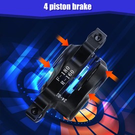 BICYCGEAR Hydraulic Ebike Disc Brakes Upgrade Set, 4 Pistons Pre-Bled Hydraulic Ebike Brake Kit with Hydraulic Bleed kit, Left Front Right Rear, Eletric Power-Off with 2-PIN Waterproof Connectors