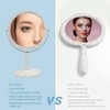 KEYPOWER Bling Rhinestone Makeup Vanity Mirror Round with Stand Double