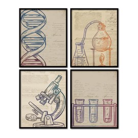 KDHTY Educational Science Posters for Classroom,Set of 4,Educational Physics Classroom Decor,Science Decor for High School Classroom,Science Decor for Classroom,8x10 Unframed