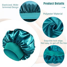 Pack of 3 Silk Bonnet for Sleeping, Sleep Cap, Silk Adjustable Satin Hair Cap, Breathable Hair Cap for the Night, Soft Silk Bonnet Sleep Cap for Women and Girls (Black, Cyan, Pink)