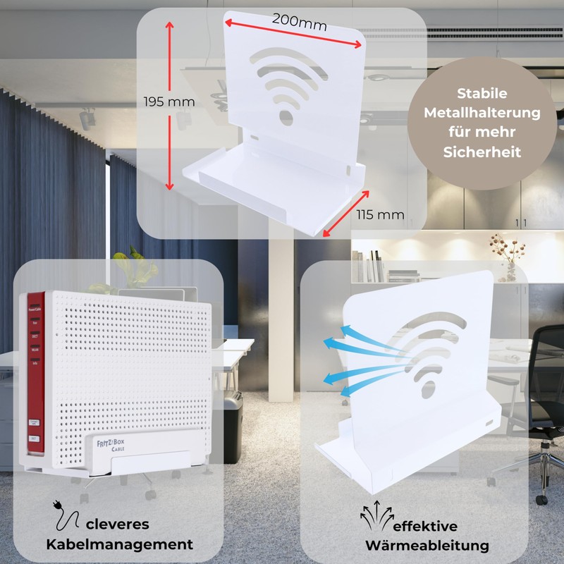foto-kontor Wall Mount Compatible with AVM FRITZBox 6690/6591 Modem Sturdy
