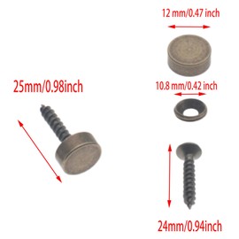 GWYAN 16 Pcs Flat Bronze Screw CapsRetro Mirror Screws Bronze Fixing Screw Covers Used for Fixing or Decoration of Glass Mirrors, Furniture, Artworks and Billboards