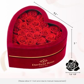 Eterfield Forever Flowers in Heart Shape Box 27-Piece Preserved Roses Heart Box Flowers Fresh Bouquet Flowers Gift for Wife Valentines Day Mothers Day (Red)