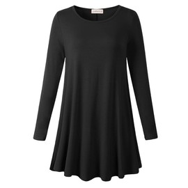 LARACE Plus Size Tunic Tops Long Sleeve Shirts for Women Swing Flowy Loose Fit Clothes for Leggings(5X Black)