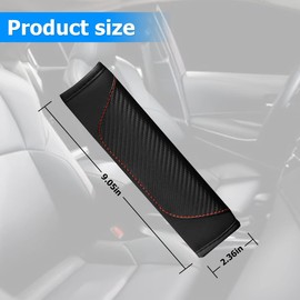 KANDUJIMU 2PCS Car Seat Belt Cover, Carbon Fiber Safety Seatbelt Shoulder Strap Covers, Breathable Leather Soft Harness Pad Protect Your Neck and Shoulder Compatible with Cars (Black)