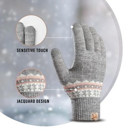 Viiotu Touchscreen Winter Gloves, Thermal Knitted Gloves for Women Cold Weather, (Gray, one size)