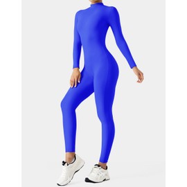 Women Bodysuit Rompers Long Sleeve Jumpsuits Leotards One Piece Tummy Control Yoga Workout Outfits – Zip-Up Bodycon Performance Suit for Gymnastics, Ballet, and Multi-Functional Praise Costumes