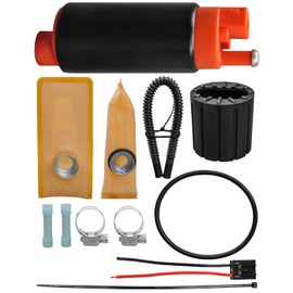 340LPH High Performance Electric Fuel Pump with Installation Kit Fit for Automotive ATV Trucks Using Gasoline and E85 Fuel Replace F20000169, 43-90psi 13.5V 100W