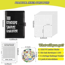 100 Envelopes Money Saving Challenge Binder Budget Planner, Budget Book With Cash Savings Challenge, 52 Week Money Binder, 4 Envelopes Per Page, A Total Of 25 Pages:_orange