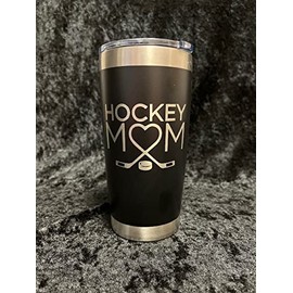 Hockey Mom Tumbler - 20 oz Black Tumbler w/ Sliding Lock Lid - Mom Gift - Hockey Gift