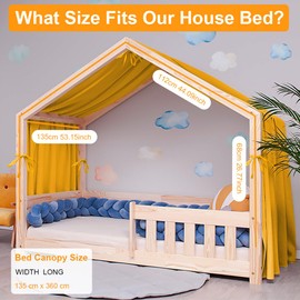 Vicloon Bed Canopy, Children Bed Canopy Nursery Decorations, House Bed Canopies Made of 100% Cotton Muslin Handmade, Decoration for Children's Room, 135 * 360cm, Ginger Yellow
