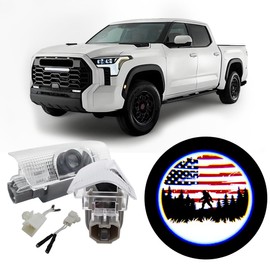 2 PCS LED Car Door Logo Lights Compatible for Tundra 2007-2011, 2022-present Courtesy Projector Laser Welcome Light Puddle Lamp Easy Installation Car Accessories (American Flag)