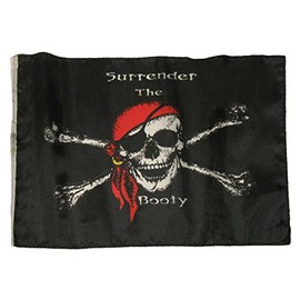 AllFlags ShopForAllYou Decor Flags 12x18 12"x18" Jolly Roger Pirate Surrender The Booty Sleeve Flag Boat Car Garden