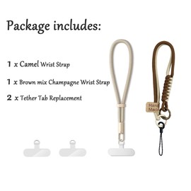 Phone Wrist Strap,2Pack Anti-Theft Phone Lanyard with 3 Tether Tabs Adjustable Hand Strap for Phone Camera Keys (Camel)