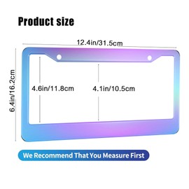 HOSNYE License Plate Frame Gradient Purple Blue Metal License Plate Cover Front Plates Frames Car Tag Frame for Women Men US Vehicles Standard