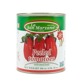 La San Marzano Large Can, Peeled Plum Tomatoes in Puree with Basil Leaf, 106 oz (#10 Can), Premium Quality, 100% Product of Italy, Authentic Italian Flavor