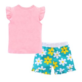 Mud Kingdom Little Girls Clothing Set 2 Piece Ruffle Trim Mermaid Printed Tank Top Floral Dreawstring Shorts Set Pink 5T