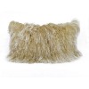 HomeRoots 20 Gold Genuine Tibetan Lamb Fur Pillow With Microsuede