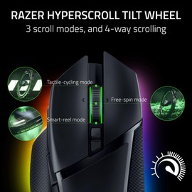 Razer Basilisk V3 Pro Wireless Gaming Mouse: HyperScroll Tilt Wheel - 30K DPI Optical Sensor - Gen-3 Optical Switches - 13-Zone Chroma RGB - 13 Programmable Controls - 3 Connection Modes - Black