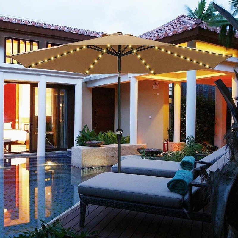 Outdoor Patio Umbrella Light Strings LED Umbrella Lamp with Remote