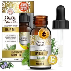 GuruNanda Romero y Menta para el Crecimiento del Cabello con Aceite de Queratina y Vitamina E - Fomenta el Cuero Cabelludo, el Brillo y el Fortalecimiento del Cabello - 100% Natural, Libre de Crueldad