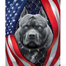 SVT Plush Queen Size Dog Blanket - Extremely Soft - Patriotic Pitbull