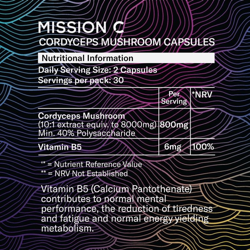 Mission C Cordyceps Mushroom 8000mg with Vitamin B5 Capsules