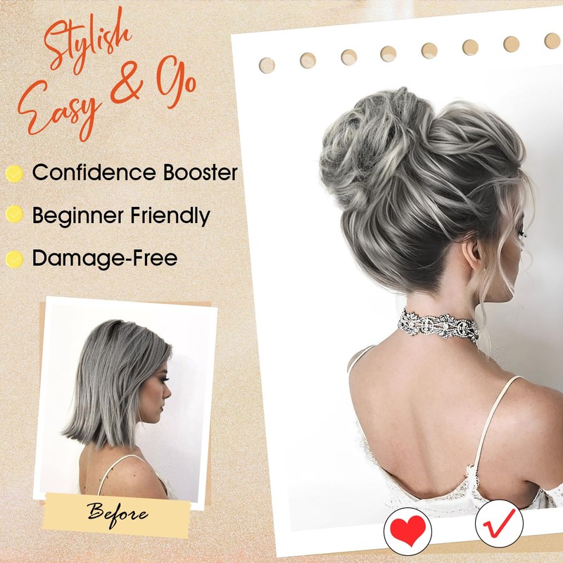 RONTAYA 2PCS Messy Bun Hair Piece Wavy Curly Hair Bun