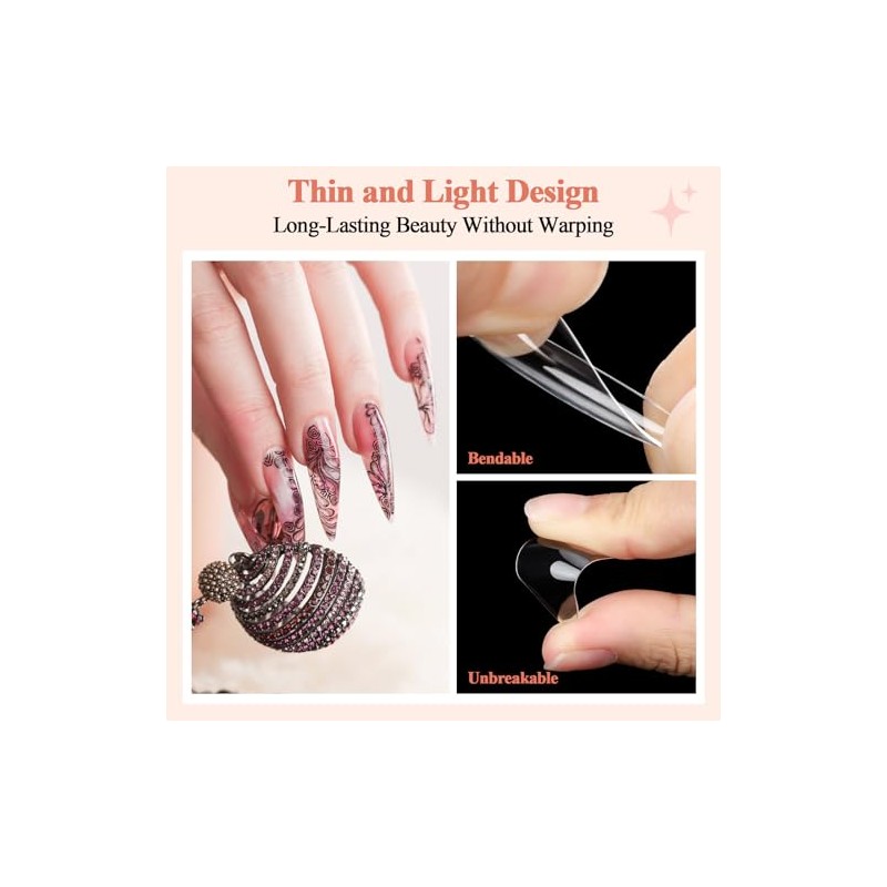 Alyvisun Long Stiletto Half Cover Nail Tips | 600 Pieces