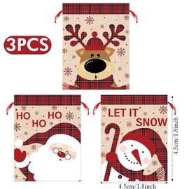 Kajaia 10 Pcs Large Christmas Santa Drawstring Gift Bag, 27.6 x 19.7 Inch Reusable Extra Large Burlap Santa Bulk for Gift Wrapping Bags Christmas Party Favor (Innovative Style)