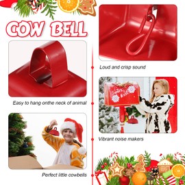 Yeshone 48 Pcs Metal Cowbells with Handles Loud Noise Makers Small Hand Percussion Cowbells for Football Events, Wedding, Graduation Team Cheering(Red)