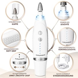 GRUNDIG Manik√ºre Set elektrisch - Sch√∂ne N√§gel dank Power LED und 17tlg Saphir Zubeh√∂r Pedik√ºre Fu√üpflege Set & Manik√ºre Set mit Zubeh√∂r elektrische Nagelfeile (Manik√ºre Set + Ersatzaufs√§tze)