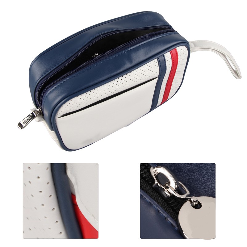 PU Leather Golf Ball Pouch Bag Tee Holder Handbag Storage
