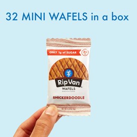 Rip Van Wafels Snickerdoodle Mini Stroopwafels - Low Carb Snacks (3g Net Carbs) - Non GMO Snack - Keto Friendly - Office Snacks - Low Calorie Snack (34 Calories) - Low Sugar (1g) - 32 Pack