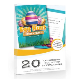 Olivia Samuel 20 x Easter Egg Hunt Postcard Invitations from Colourful Easter Party Invites - Ready to Write with Envelopes