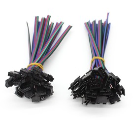 RGBZONE 20Pairs JST SM 4PIN Plug Male to Female EL Wire Cable Connector Adapter for 5050 3528 RGB LED Strip Light