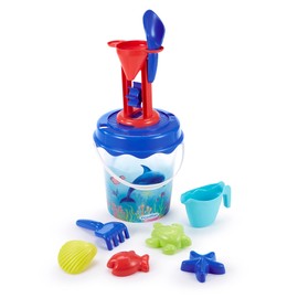 Ecoiffier 513 – Bucket Filled Transparent 21 cm Dolphin Decor – Beach Game for Children – from 18 Months – Origin France