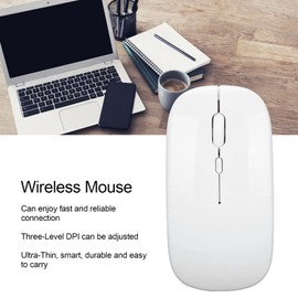 Hilitand Bluetooth Mouse,Portable 800-1200-1600DPI Adjustable,Ergonomic Mute Smart Ultra‑Thin Gaming Computer Laptop PC Mice,for Office Home Business (White)