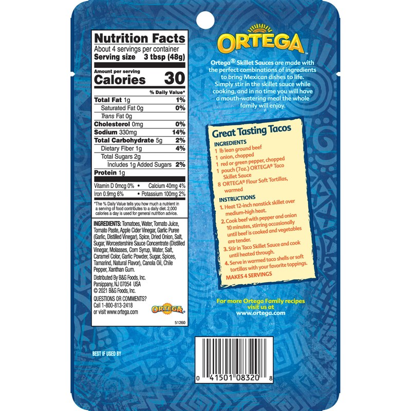 Ortega Taco Skillet Sauce, 7 Ounce (Pack of 6)