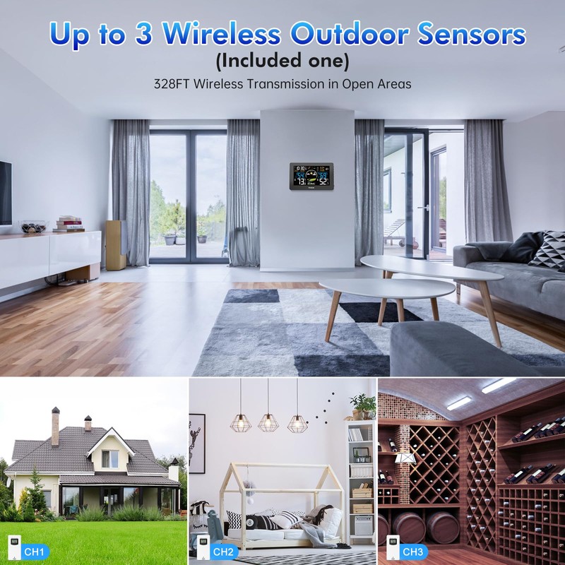 Weather Station Wireless Indoor Outdoor, Digital Thermometer with Remote Sensor,