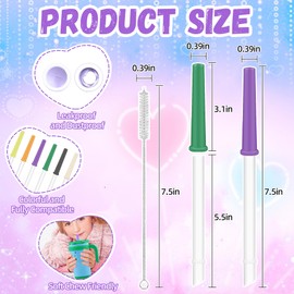 Replacement Straw Set Compatible with Reduce Kids Tumbler, Straw Replacement for Reduce Tumbler 14 oz Coldee, 6 Pack Straw Replacement & 1 Pack Cleaning Brush, Reusable, Spill-Proof (Dark）