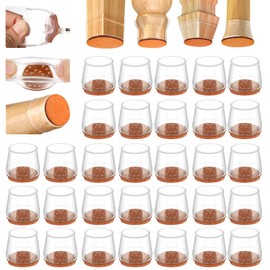 Glaais 36Pcs Silicone Chair Leg Floor Protectors, Floor Protectors for Chairs, Rubber Chair Leg Caps for Wood Floors, Chair Leg Protectors for Hardwood Floors,Rubber Chair Leg Covers (Small, Clear)
